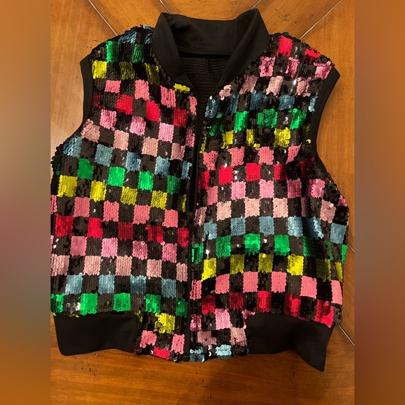Revolution Multicolor Sequin Dance Vest with Zipper | Hip Hop Costume - Picture 5 of 5